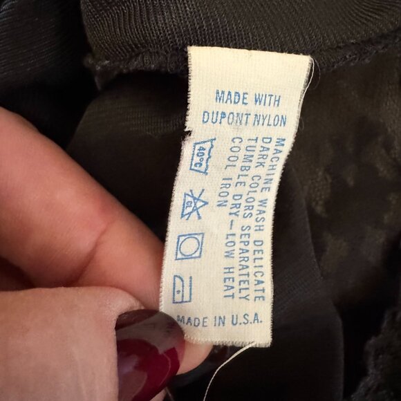 Vintage 60s Vanity Fair Silky Satin Onyx Black Lace‎ Pinup Full Slip Dress 36 - Picture 5 of 8